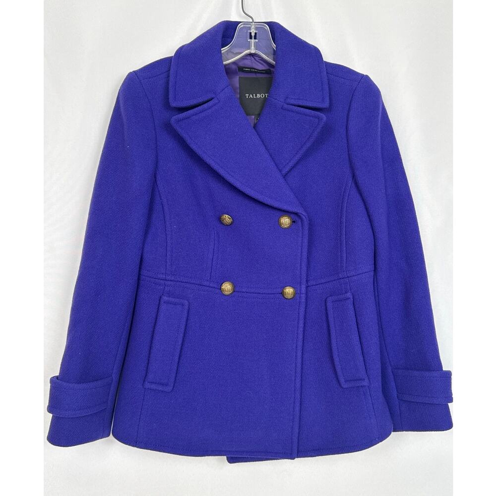 Talbots Womens Wool Peacoat Size 4 Purple Double Breasted Preppy Career